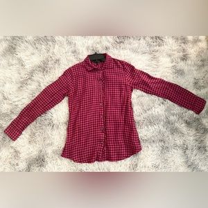 Banana Republic Dillon Button Down Shirt Pink/Maroon Plaid Size Small